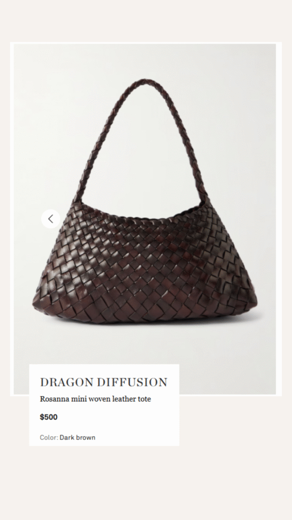 Woven vegan leather underarm bag inspired by Dragon Diffusion's designer tote
